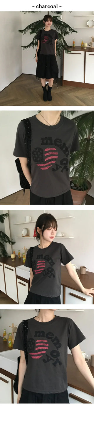 Older Printed Crop Short Sleeve T Shirt
