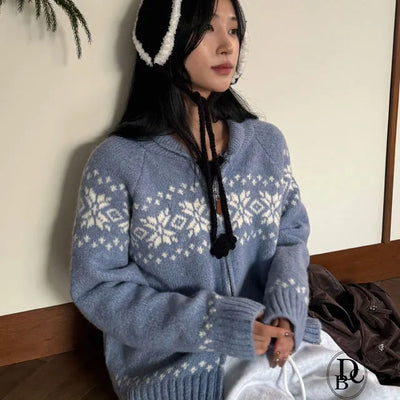 Kami Nordic Two Way Zip Up Cardigan