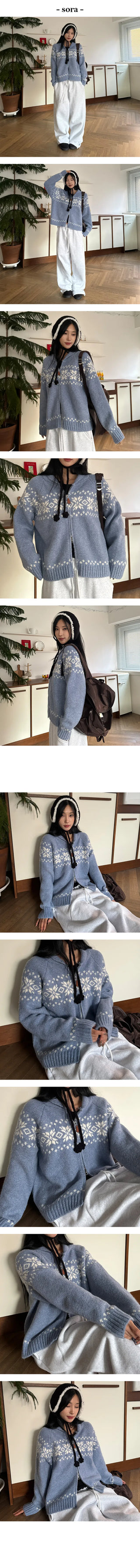 Kami Nordic Two Way Zip Up Cardigan