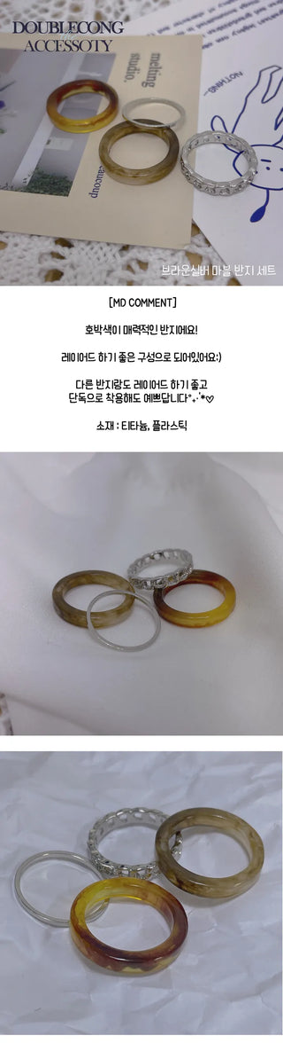 silver marble ring set
