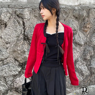 Berry Punching Round Cardigan