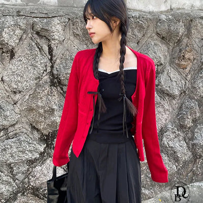 Berry Punching Round Cardigan
