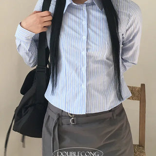 Anso Striped Crop Shirt