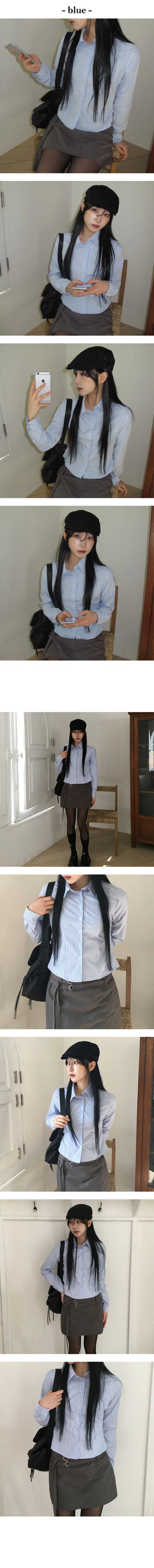 Anso Striped Crop Shirt