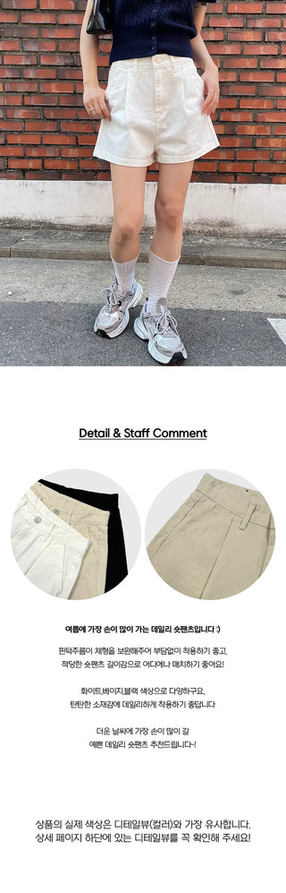 Basic 3 4 Pin Tuck Shorts