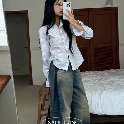 Ed Stripe Line Crop Shirt