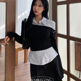 Ed Stripe Line Crop Shirt