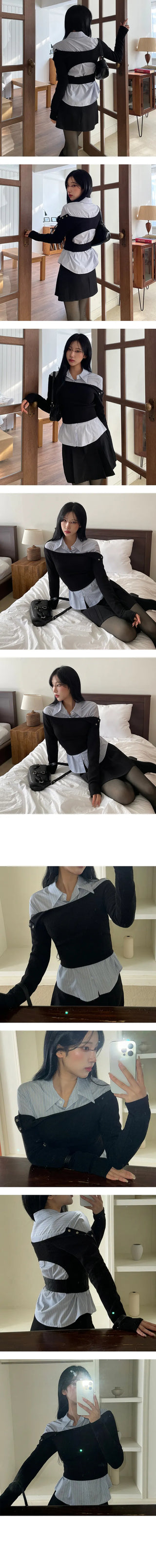 Ed Stripe Line Crop Shirt