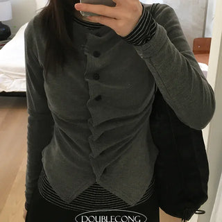 Denon Unique Shirring Long sleeved Cardigan