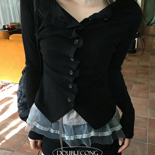 Denon Unique Shirring Long sleeved Cardigan