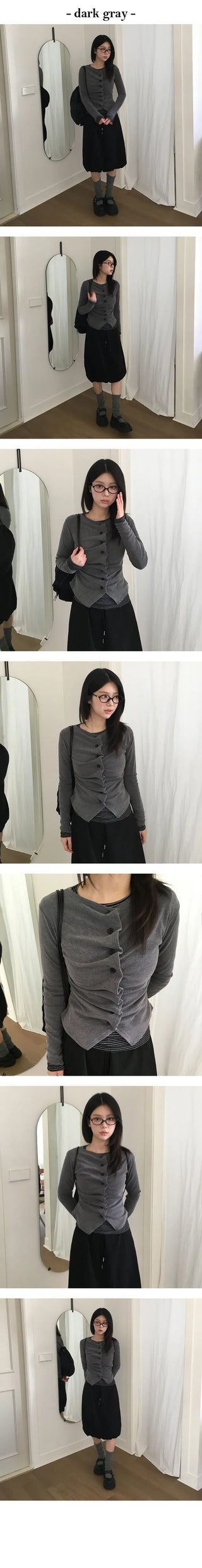 Denon Unique Shirring Long sleeved Cardigan