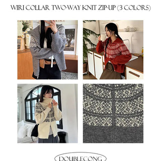 Wiri Snowflake Collar Two Way Knit Zip Up