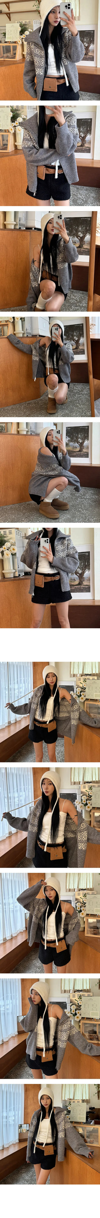 Wiri Snowflake Collar Two Way Knit Zip Up