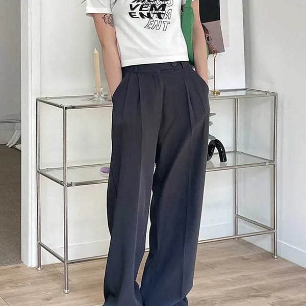 One Button Banding Long Slacks