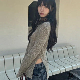 Ariel Mesh Slit Gradient Knit