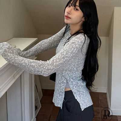 Ariel Mesh Slit Gradient Knit