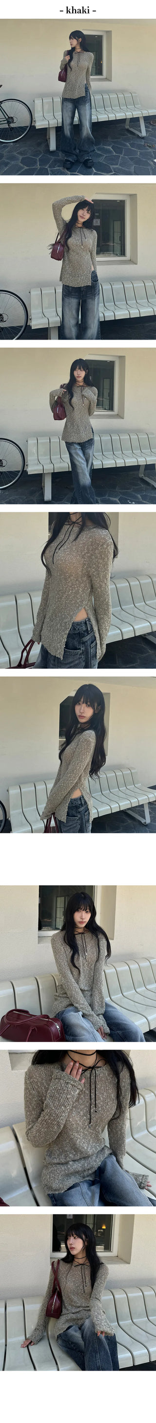 Ariel Mesh Slit Gradient Knit