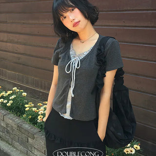 Tweed Lace Double Cardigan