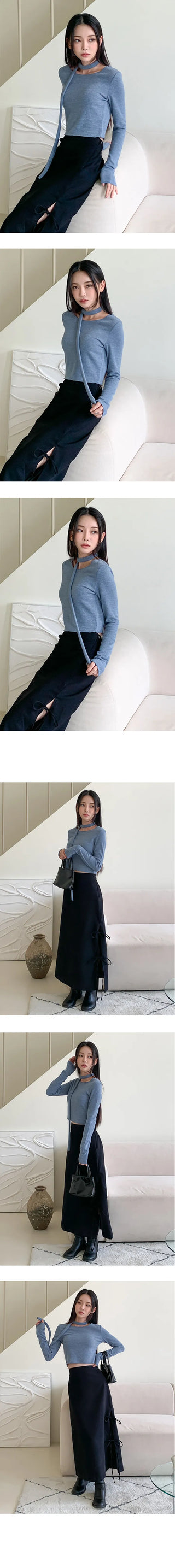 Crop Mute Muffler Set Long Sleeve