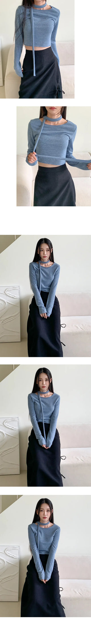Crop Mute Muffler Set Long Sleeve