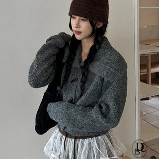 Abu Tteokbokki Big Collar Knit Cardigan