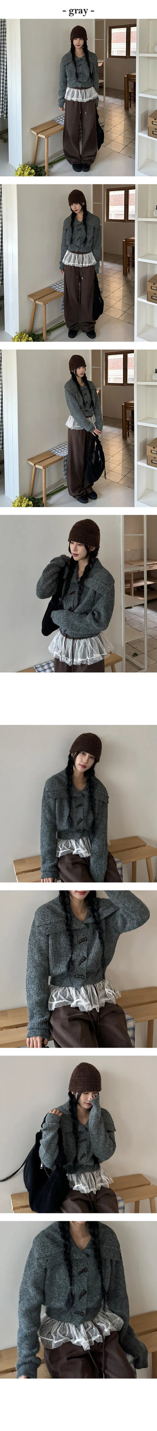 Abu Tteokbokki Big Collar Knit Cardigan