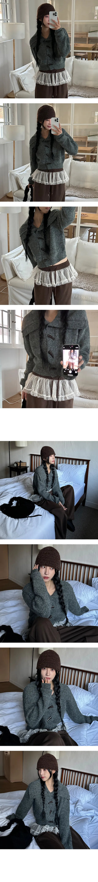 Abu Tteokbokki Big Collar Knit Cardigan