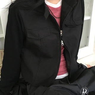 Autumn Layered Color Block No collar Jacket