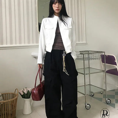 Autumn Layered Color Block No collar Jacket