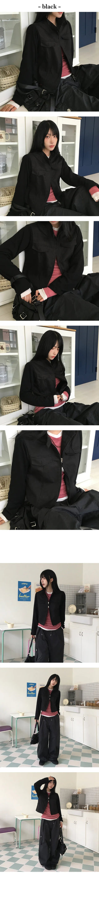 Autumn Layered Color Block No collar Jacket
