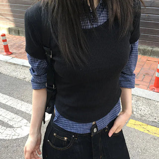Alin Check Crop Shirt