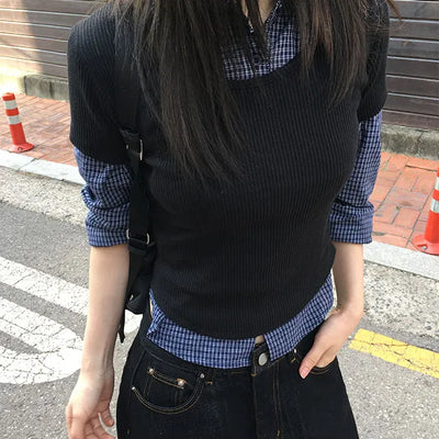 Alin Check Crop Shirt