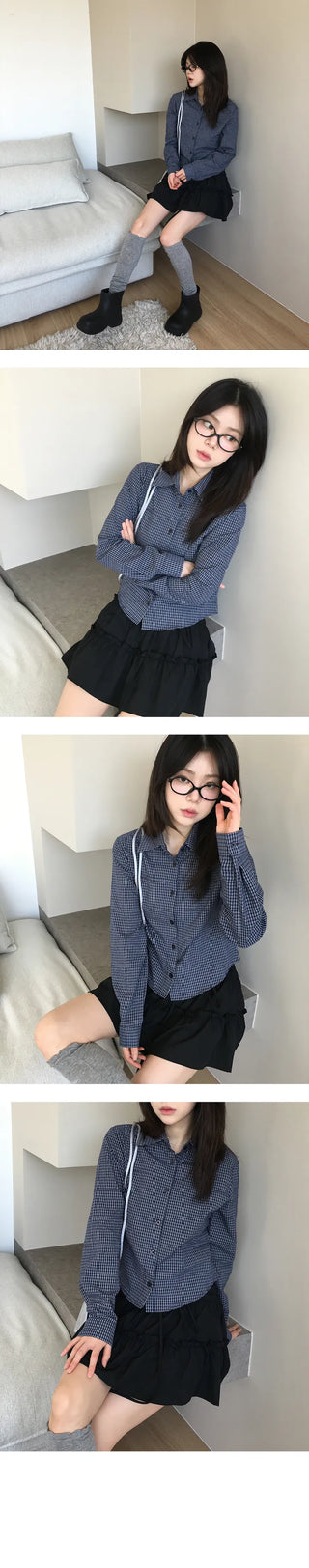 Alin Check Crop Shirt