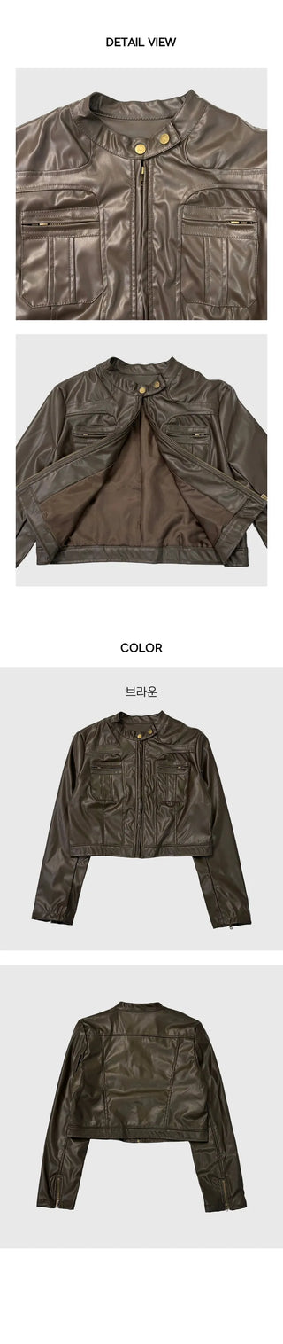 Pinter Leather No Collared Point Jacket