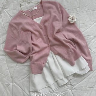 Blossom V neck color cardigan