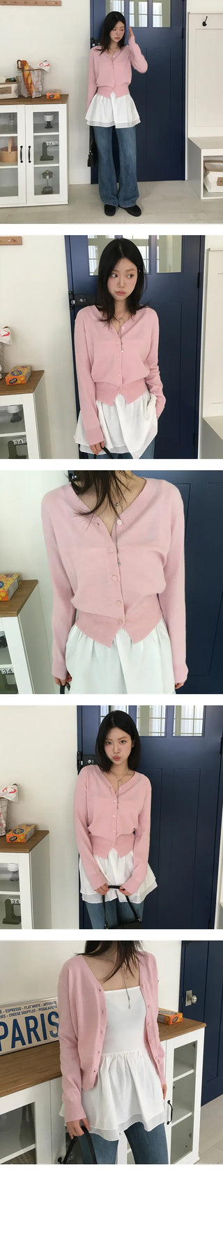 Blossom V neck color cardigan