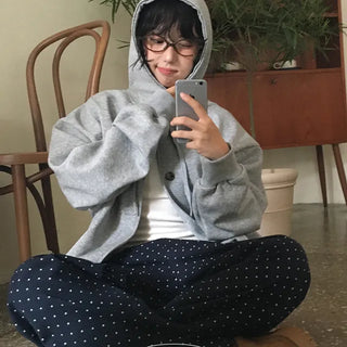 Cheese oversized hooded zip up cardigan