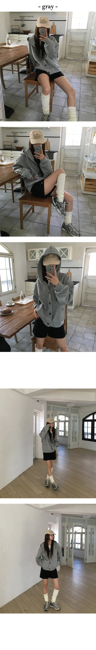 Cheese oversized hooded zip up cardigan