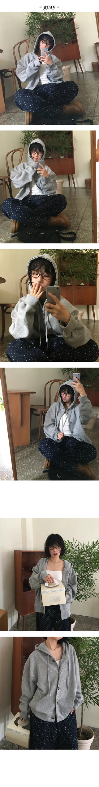 Cheese oversized hooded zip up cardigan