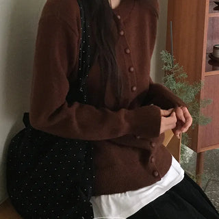 Four and Bean Button Round Cardigan