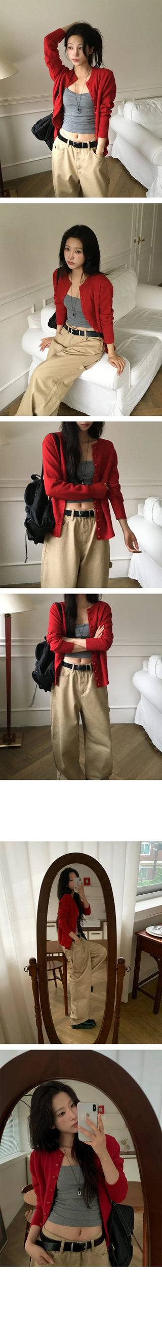 Four and Bean Button Round Cardigan