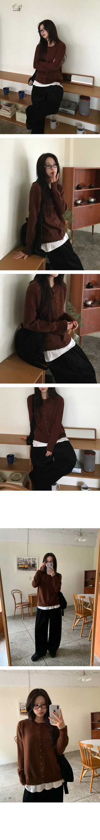 Four and Bean Button Round Cardigan