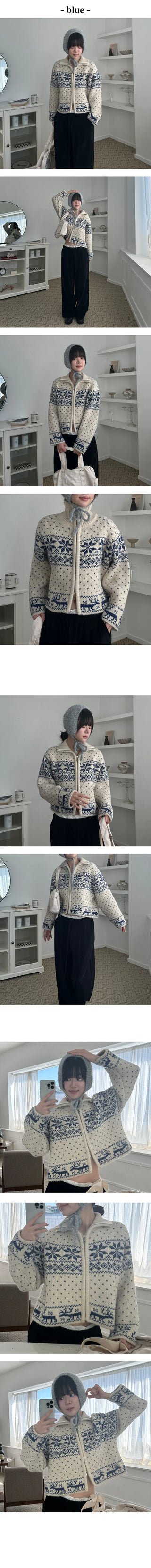 Holly Snowflake Collar Zip Up
