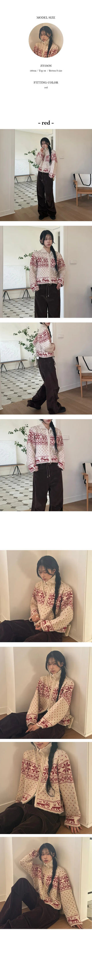 Holly Snowflake Collar Zip Up