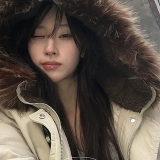 Toto Overfit Tteokbokki Fur Hooded Padding Jumper