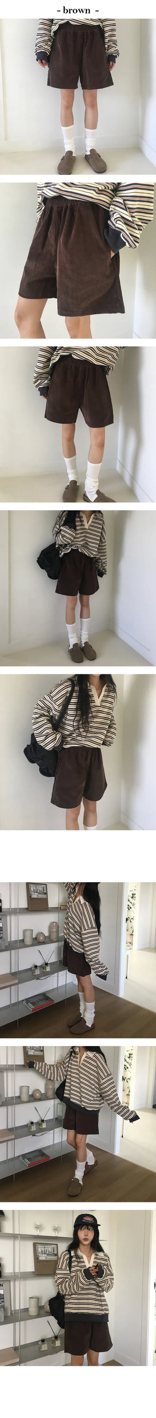 Casual Corduroy Golden Half Pants