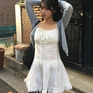 Pintuck Lace Slim One Piece Dress