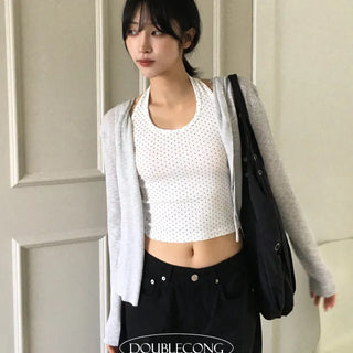 Heli See Through Mother of Pearl Hooded Cardigan