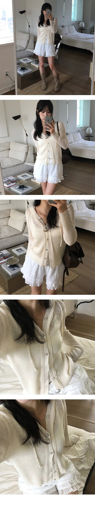 Heli See Through Mother of Pearl Hooded Cardigan