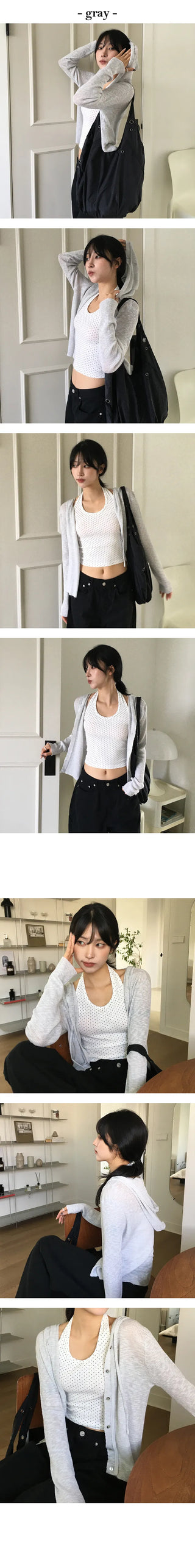 Heli See Through Mother of Pearl Hooded Cardigan